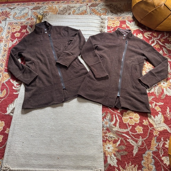 Title Nine Swacket tunic jacket wool blend fleece full zip heather brown women M - Picture 14 of 14
